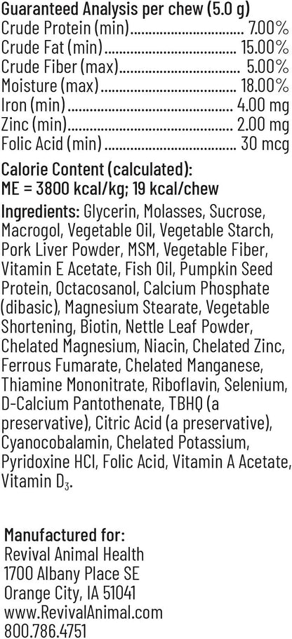Veterinarian approved prenatal chewable vitamins for pregnant dogs and cats container close up