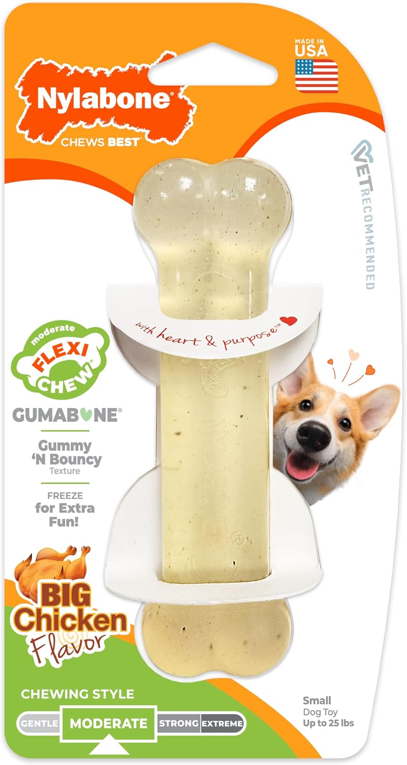 Nylabone Original Bone Flexi Chew Toy for Dogs, Flexible Dog Toys for Moderate Chewers, Chicken Flavor, Small, 1 Count - Image 9