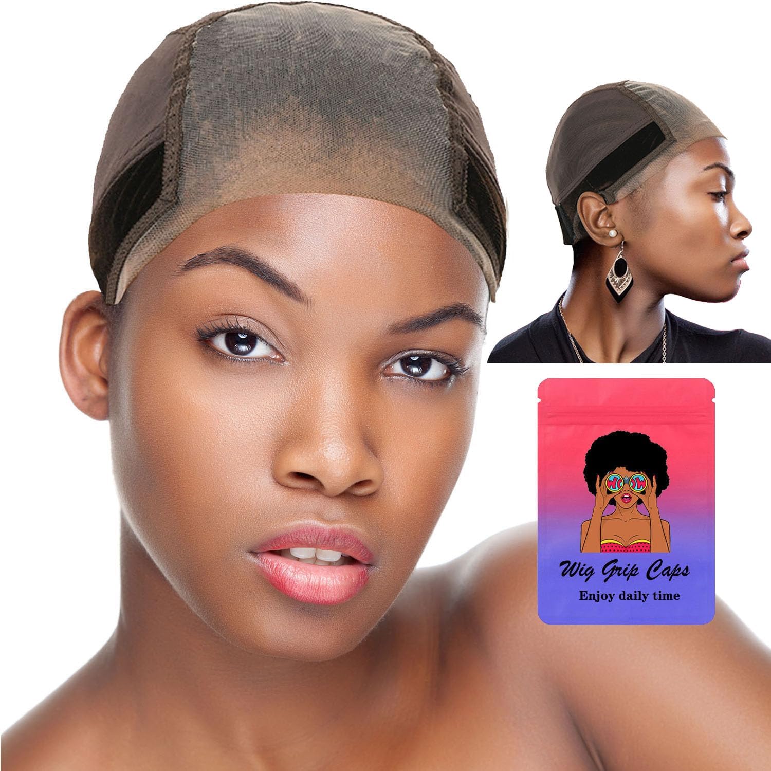 Ewaidi lace wig grip cap front view brown color