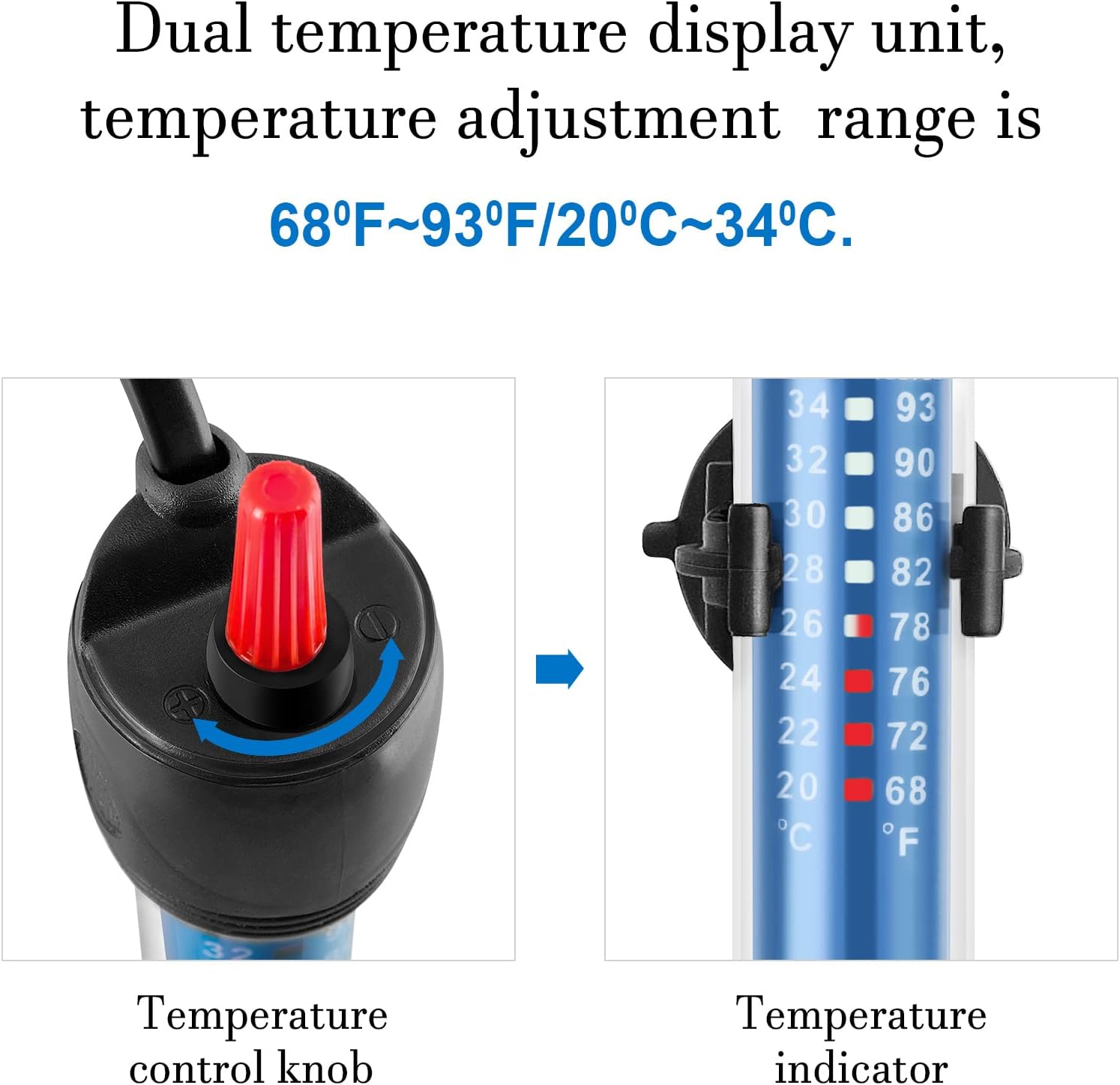 Thickened quartz glass aquarium heater close up