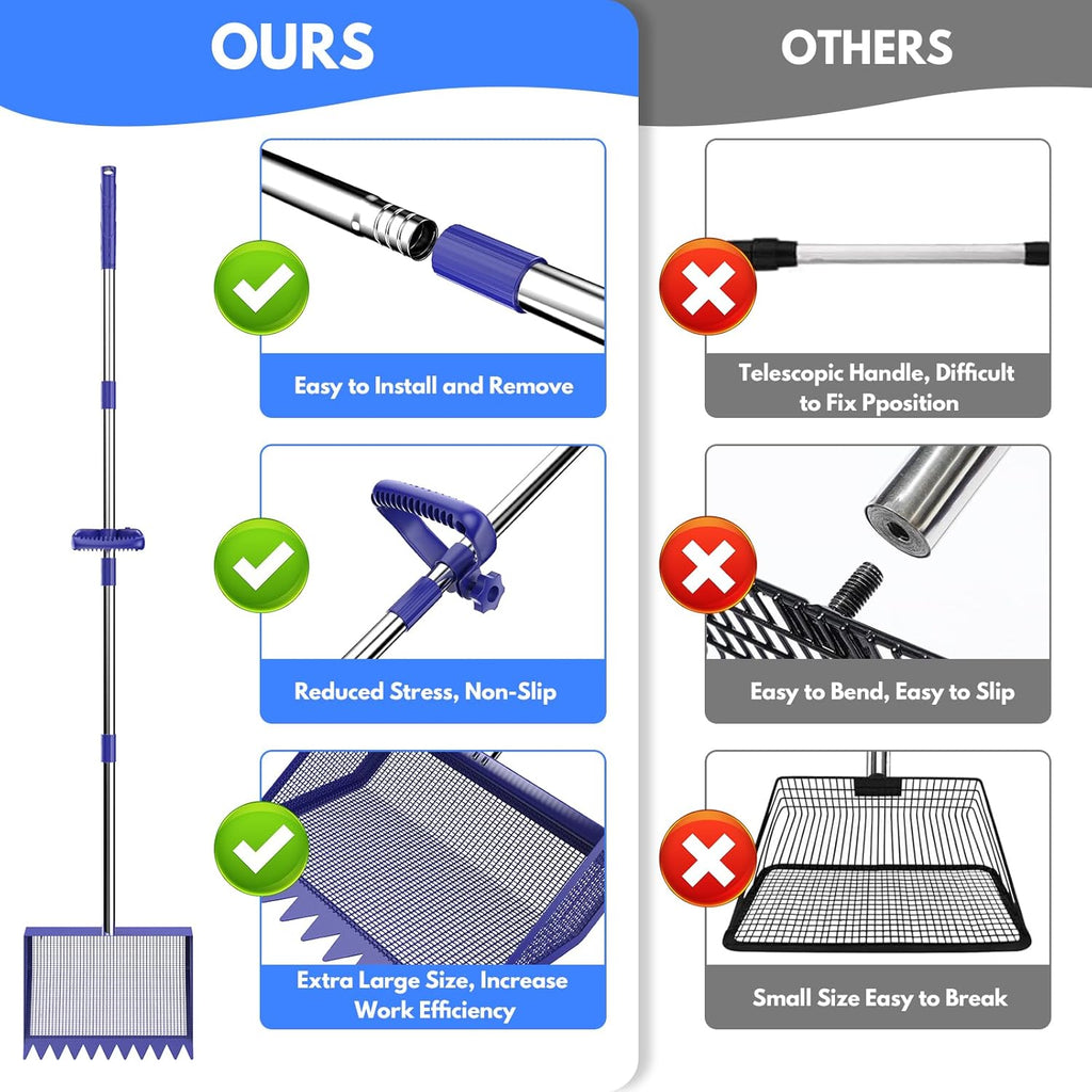 Veemi heavy duty sand sifting rake adjusted to sixty five inches reach
