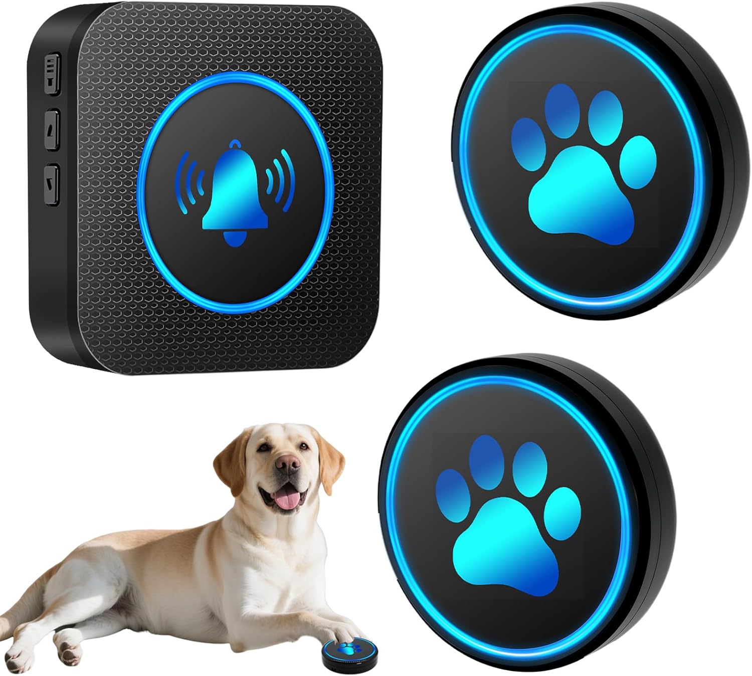 Yoiilifee Dog Door Bell For Potty Training front view and receiver