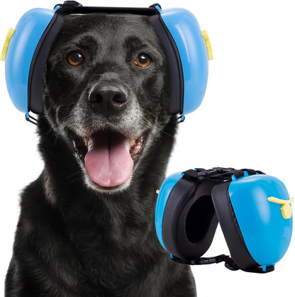 Famikako dog ear muffs blue large front view noise cancelling pet headphones