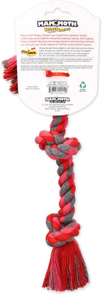 Small fifteen inch interactive dog toy showing the three durable knots for tugging