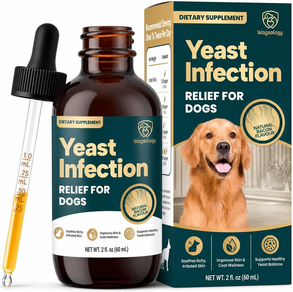 Wagsology Herlosfeel yeast infection treatment for dogs drops front bottle view