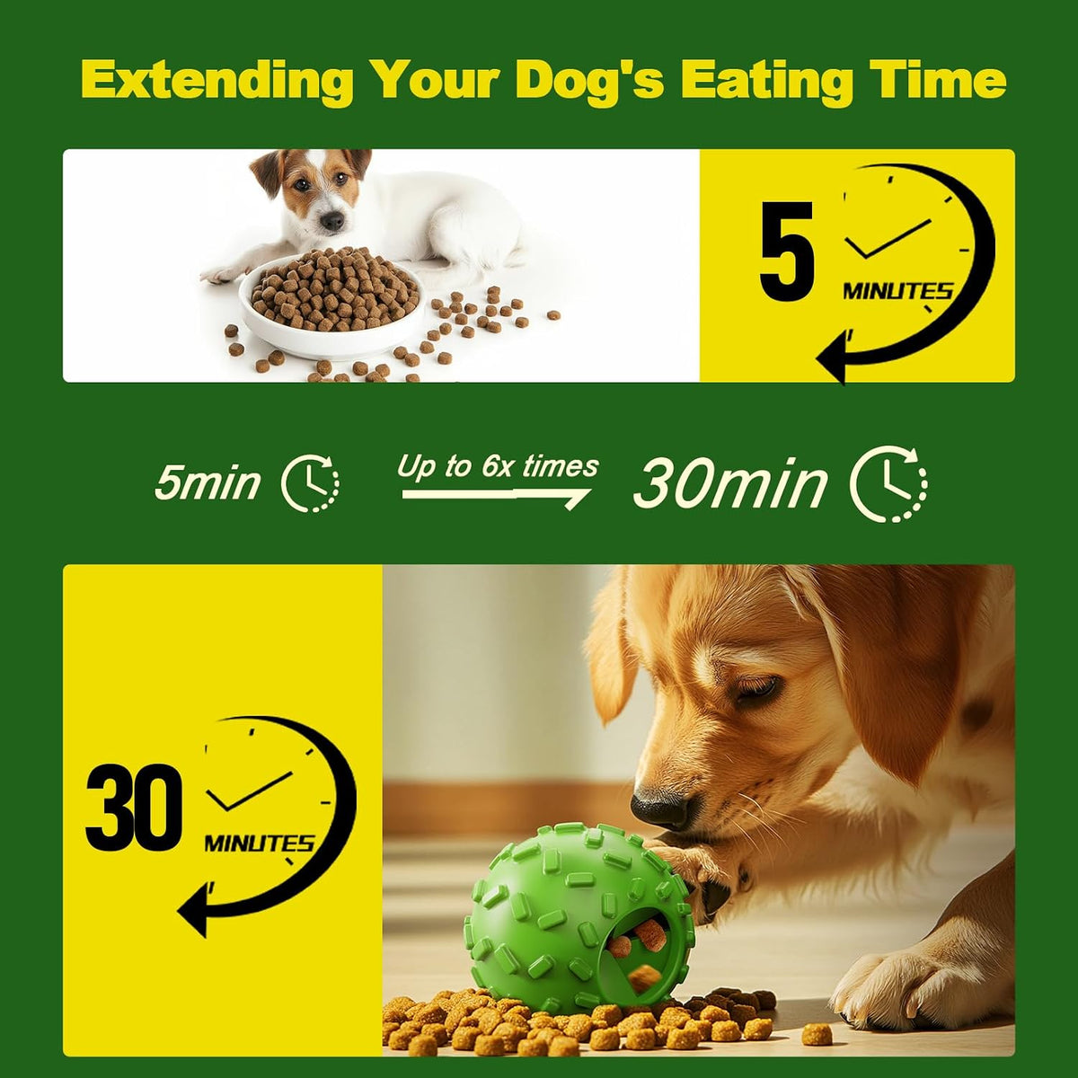Zhierde treat ball being used as a slow feeder for kibble