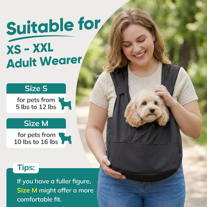 Dog Sling Carrier for Small Dogs with Bottom Support, Adjustable Pet Front Dog Carrier-Padded Strap Reducing Back Neck Pain, Anti-Anxiety Backpack for Travel Hiking Camping, Hands Free (Black,M) - Image 4