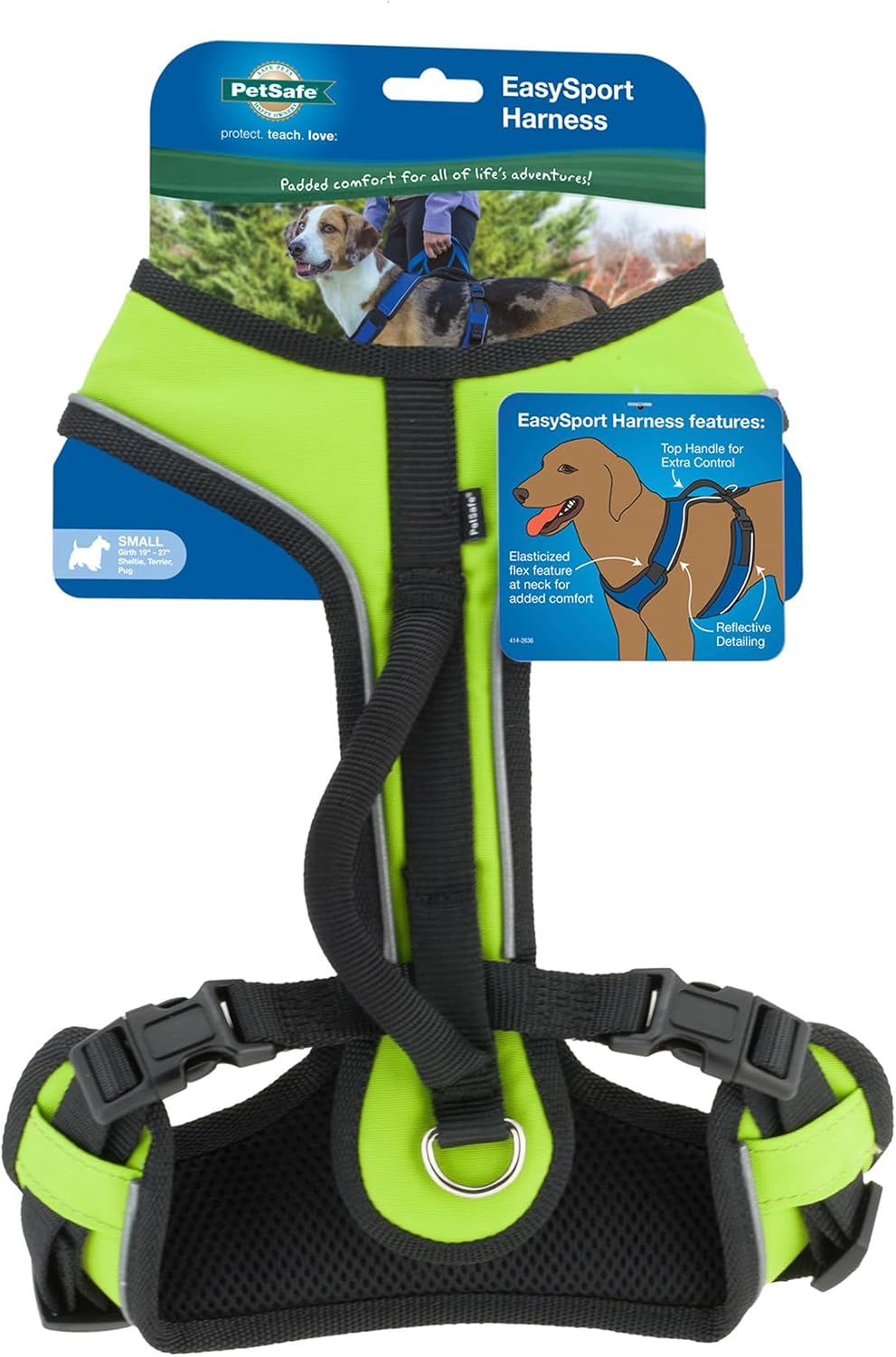 PetSafe EasySport Harness Padded Straps Fully Adjustable Elastic Neckline Best for Athletic Dogs Top Handle for Quick Control - Medium - Teal - Image 12