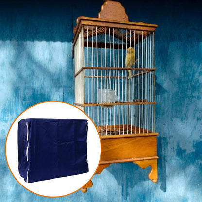 Windproof and dustproof pet crate cover protecting a cockatiel cage from drafts