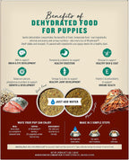 Dehydrated beef and salmon puppy food ingredients label