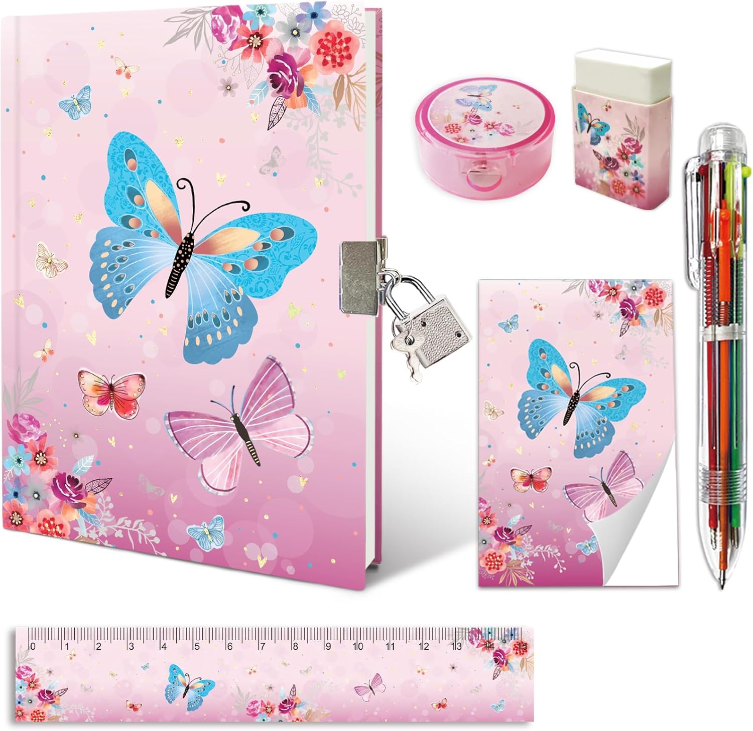 Ginmlyda butterfly secret diary set with lock front view