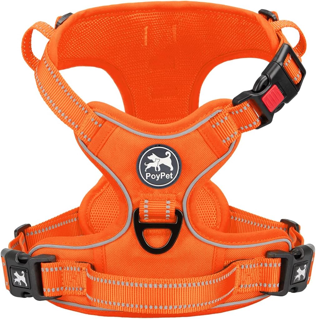 PoyPet No Pull Dog Harness, No Choke Front Lead Dog Reflective Harness, Adjustable Soft Padded Pet Vest with Easy Control Handle for Small to Large Dogs(Pink, Medium) - Image 12