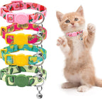 4 Pack Kitten Collars, Breakaway Kitten Collar with Bell, Floral - Image 10