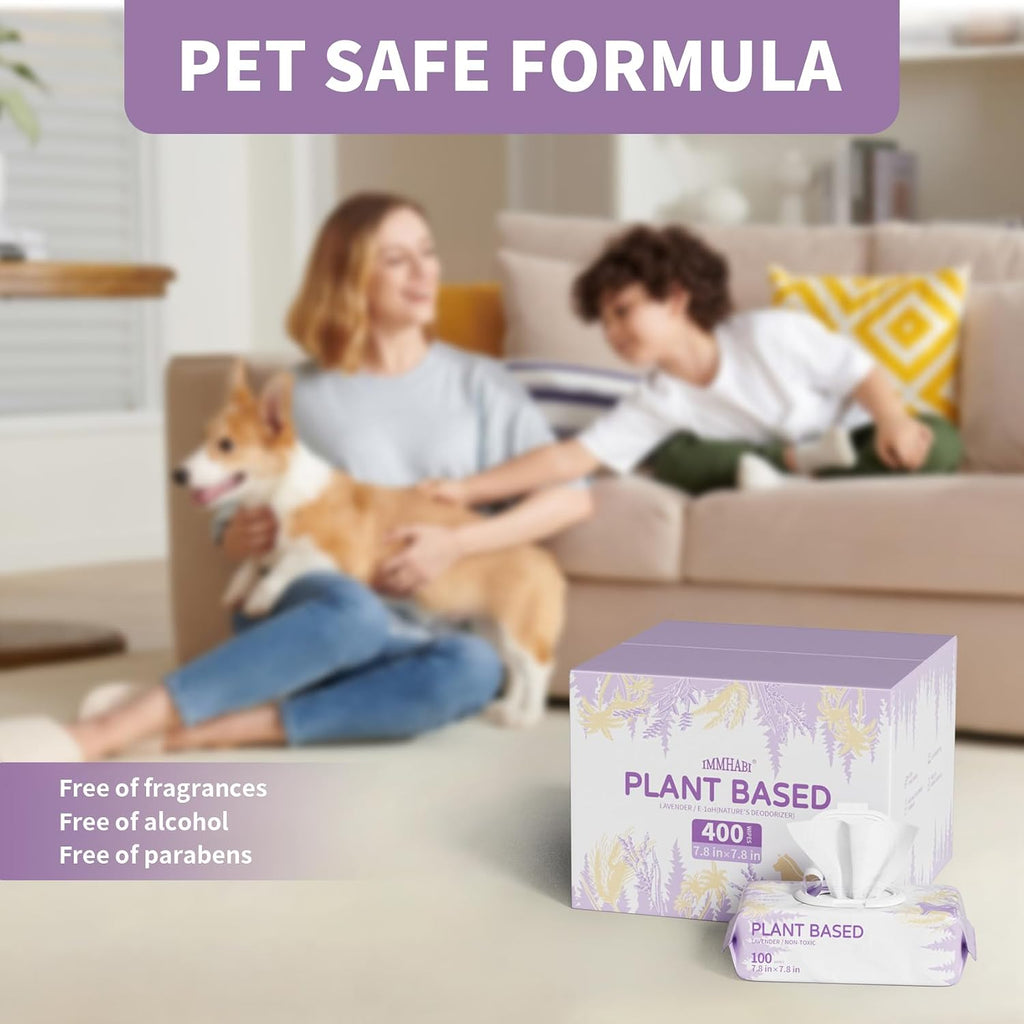 Immhabi lavender scented alcohol free puppy deodorizing wipes moisture lid