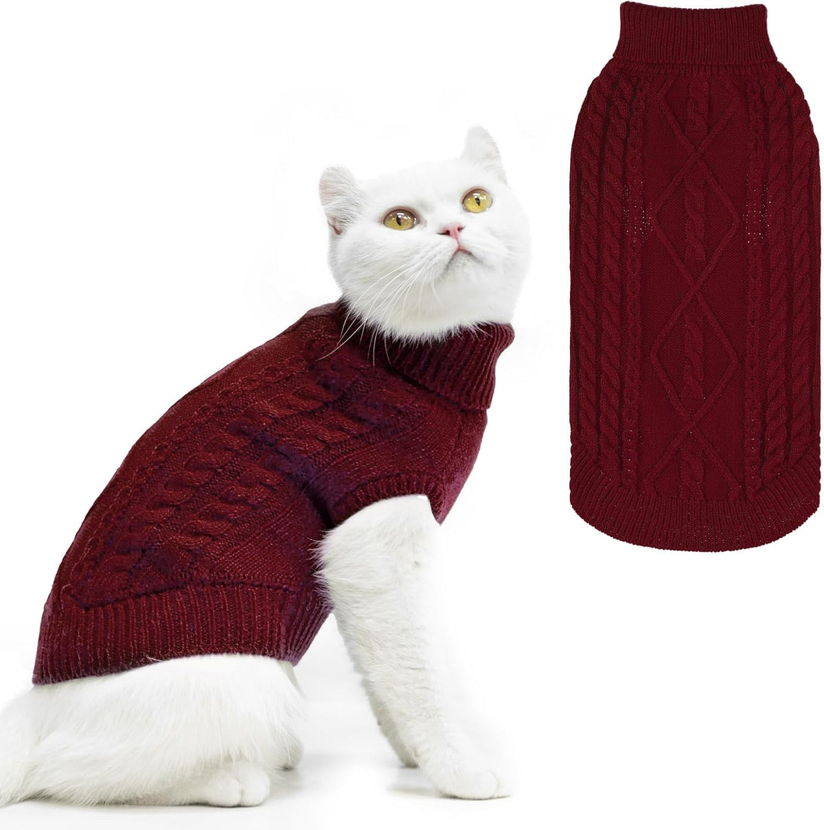 PUPTECK Winter Cat Sweater Coat - Soft Warm Cold Weather Clothes Knitwear for Kittens & Small Dogs Indoor Outdoor Wearing, Knitted Classic for Doggies Kitties Girls Boys, Black, M - Image 13