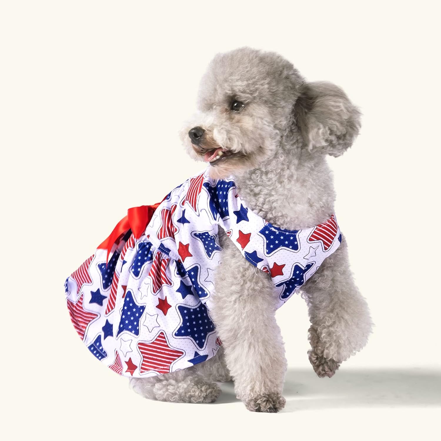CuteBone dog dress mesh material side view with matching hair accessory