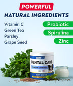 Back label of Strellalab dog dental chew tub