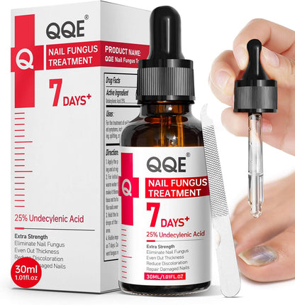 QQE Toenail Fungus Treatment Extra Strength 30ml bottle front view for fungal nail repair.