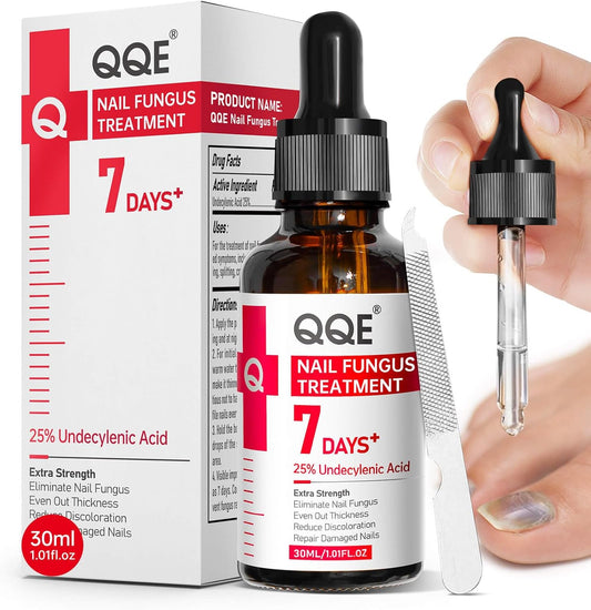 QQE Toenail Fungus Treatment Extra Strength 30ml bottle front view for fungal nail repair.