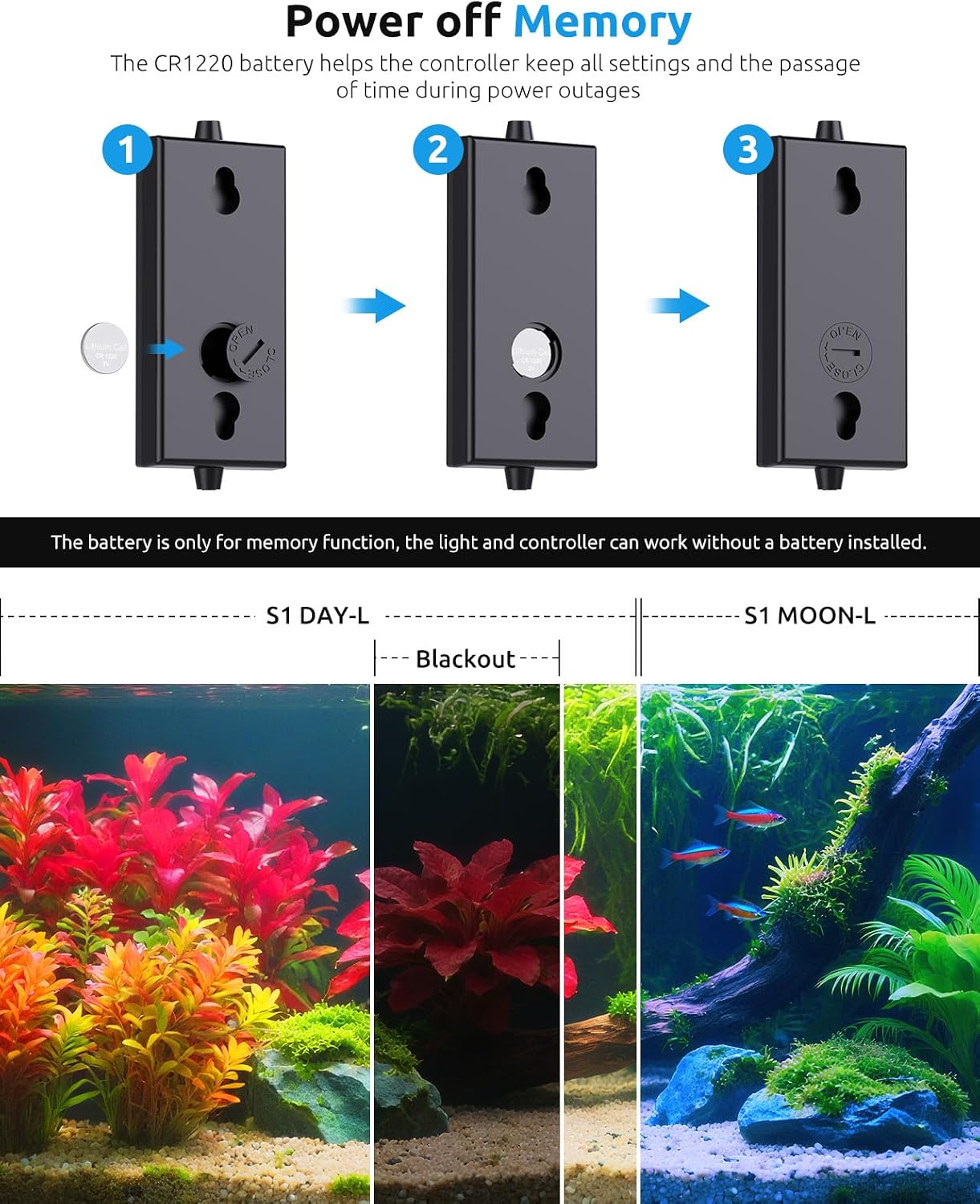 SEAOURA aquarium light setup with adjustable brackets extended
