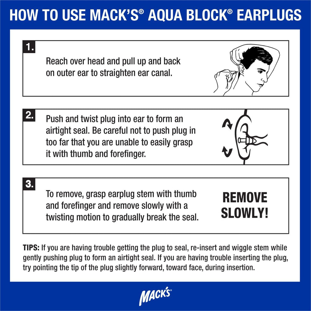 Mack's AquaBlock Swimming Earplugs, 2 Pair - Comfortable, Waterproof, Reusable Silicone Ear Plugs for Swimming, Snorkeling, Showering, Surfing and Bathing (Purple) - Image 9