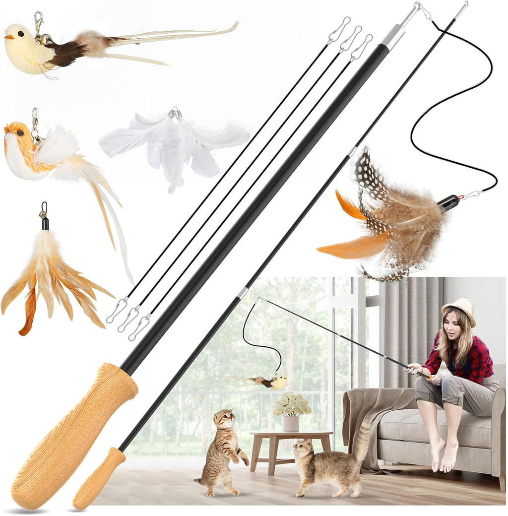ROSAUI cat teaser wand toys set front view