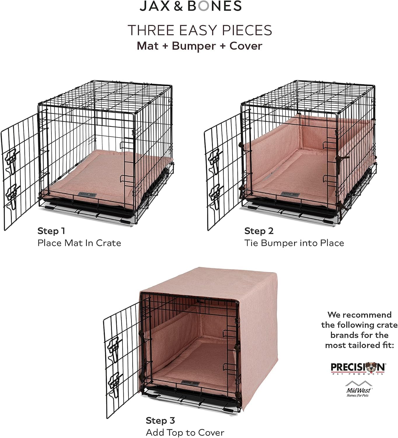 Small size gray dog crate cushion with secure side ties
