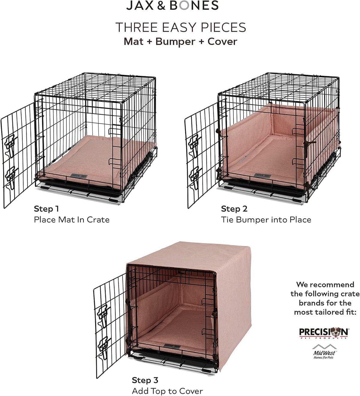 Small size gray dog crate cushion with secure side ties