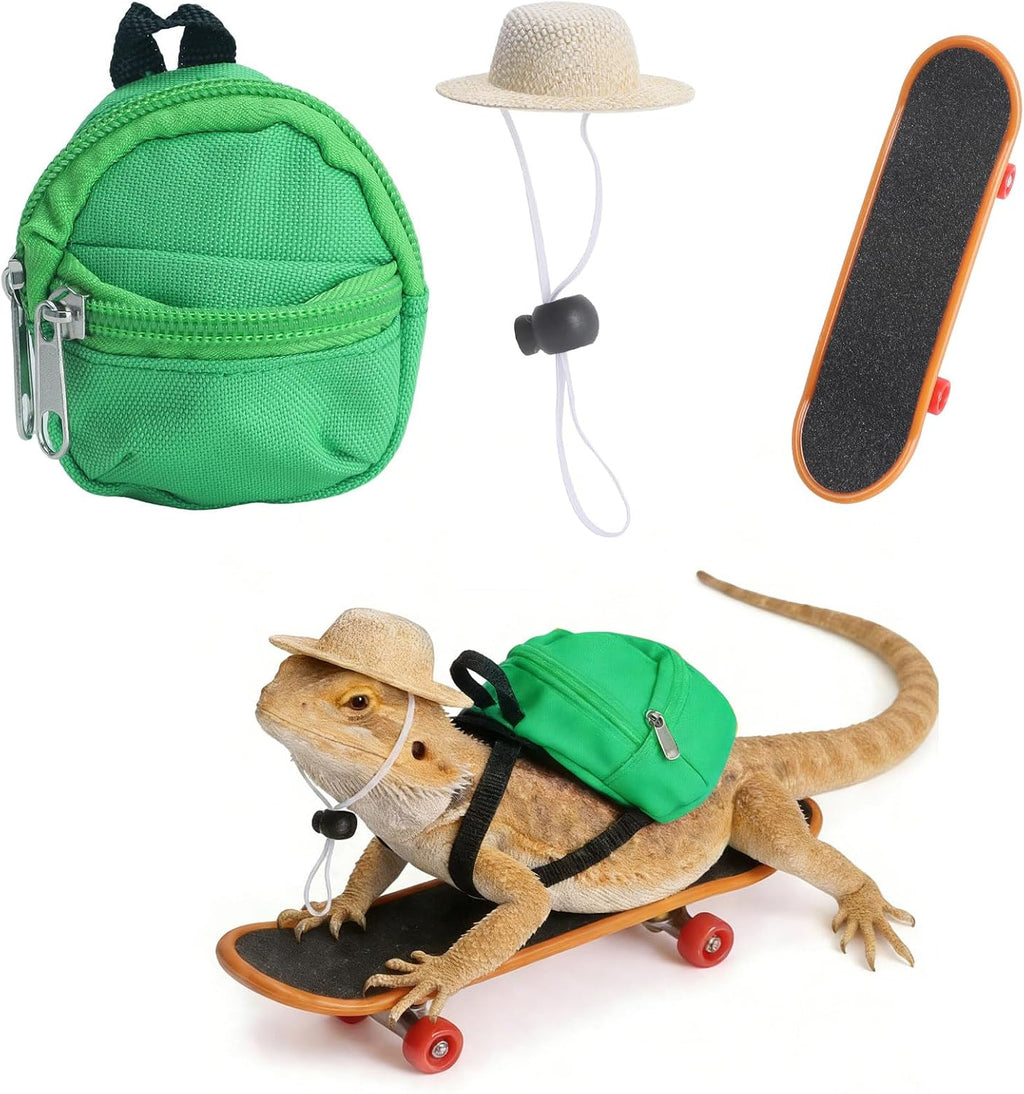 Bearded Dragon Clothes Lizard Toy - Mini hat,Skateboard,Backpack Gifts for Reptiles Pet - Cute Bearded Dragon Costume Accessories for Lizard Iguana Reptiles Small Animals (Rose Red) - Image 15