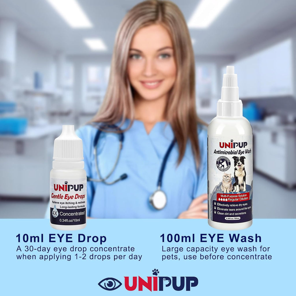 Veterinary formula pet eye rinse bottle for clearing mucus and dust