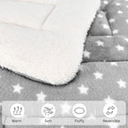 HeNdShe washable sleeping pad close up texture of the grey flannel fabric.
