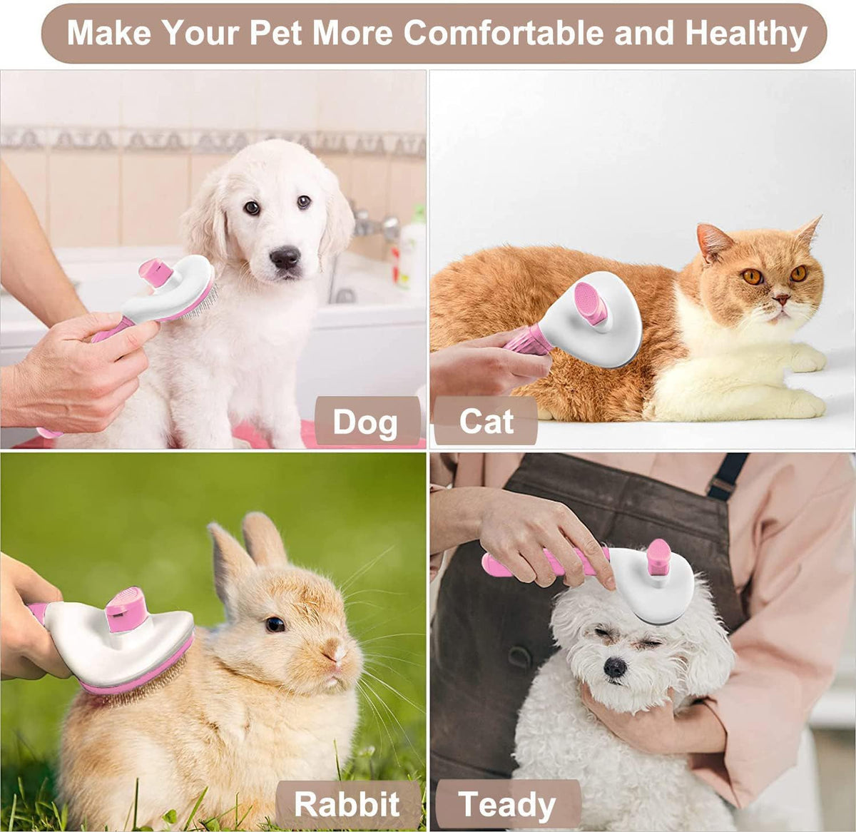 Pink Leash grooming tool for long hair cats and dogs