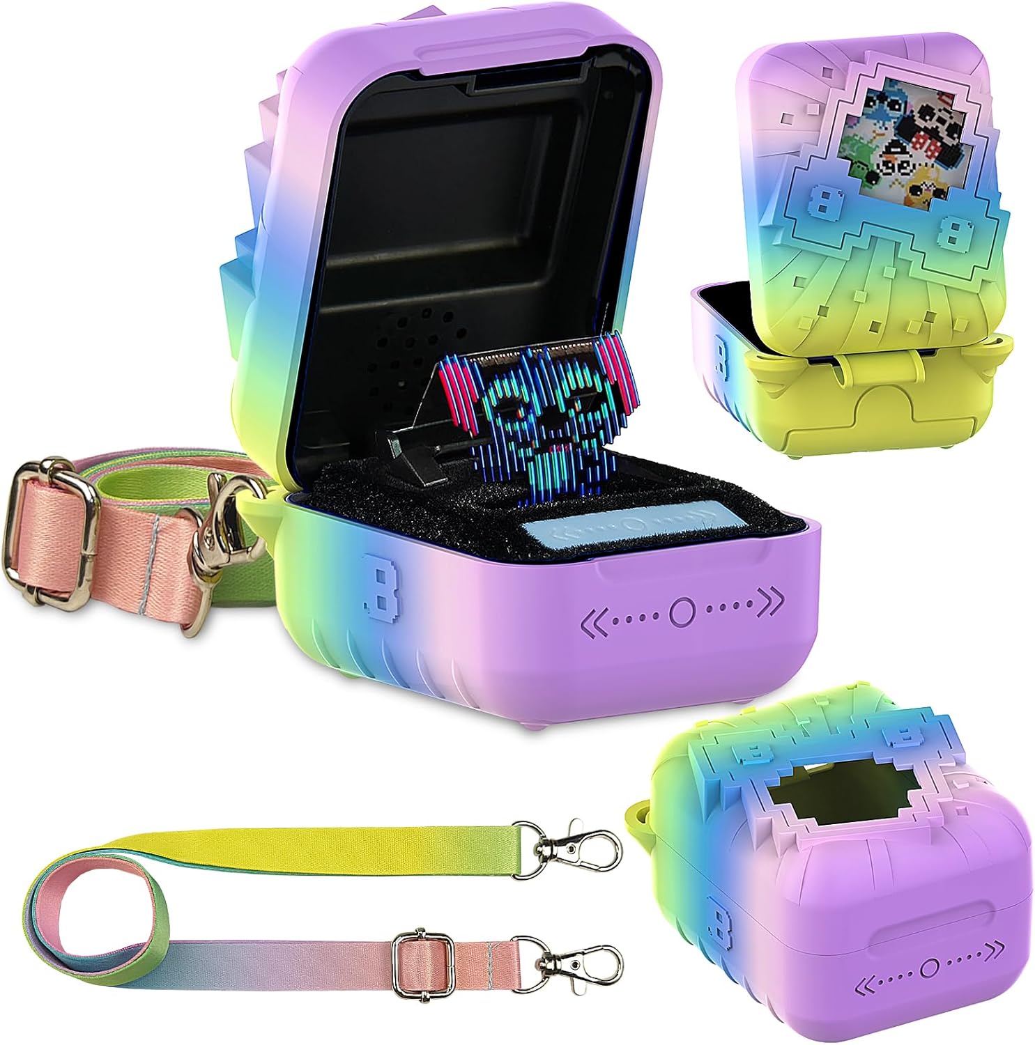 JCHPINE silicone cover case for bitzee disney front view showing rainbow gradient design.