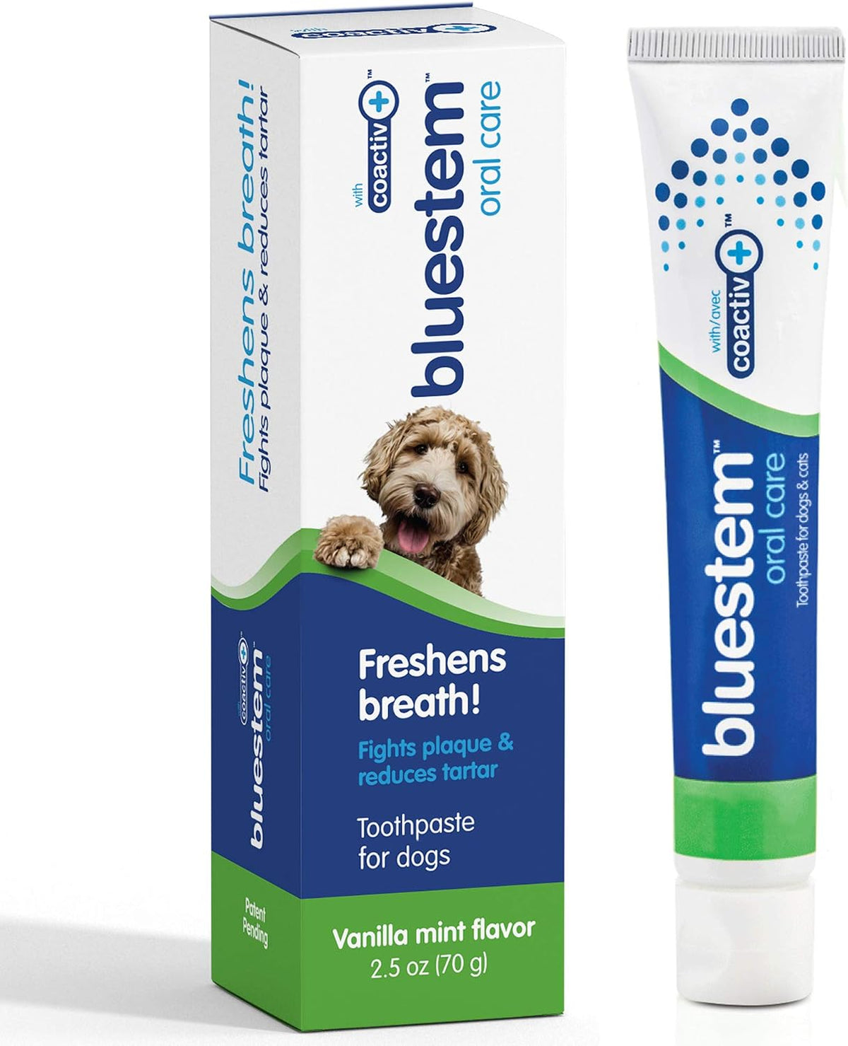 Pet owner using bluestem toothpaste on a toothbrush