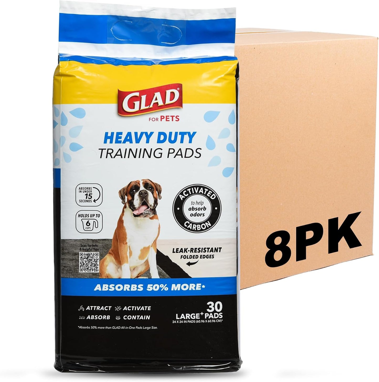 Glad for Pets XL Charcoal Training Pads, Activated Carbon Odor Control with Heavy Duty Leak-Resistant Layers, Quick-Dry Quilted Top Surface, Indoor Potty and Crate Liner, 24 x 24 in, 30 Count - Image 9