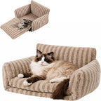 Hollypet Cat Bed Fluffy Plush Multifunctional Double-Layer Machine Washable Soft Warming Kitty Pet Couch Orthopedic Nest Beds for Small Cats Kitten and Dogs up to 13lbs, Khaki(21x15x8 inch) - Image 9
