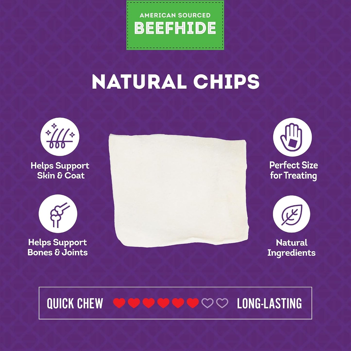 Treatly certified digestible thick beefhide chips for canine dental health