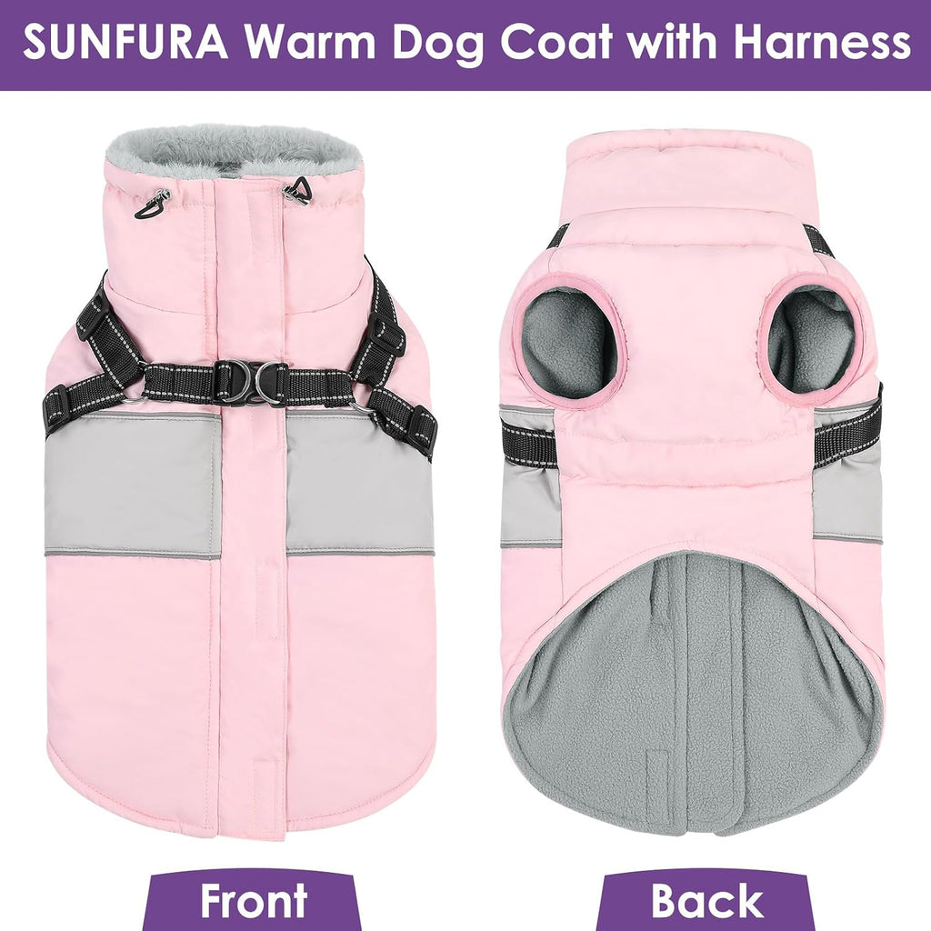 SUNFURA winter dog vest displaying the water-resistant outer fabric shedding mist and light drizzle.