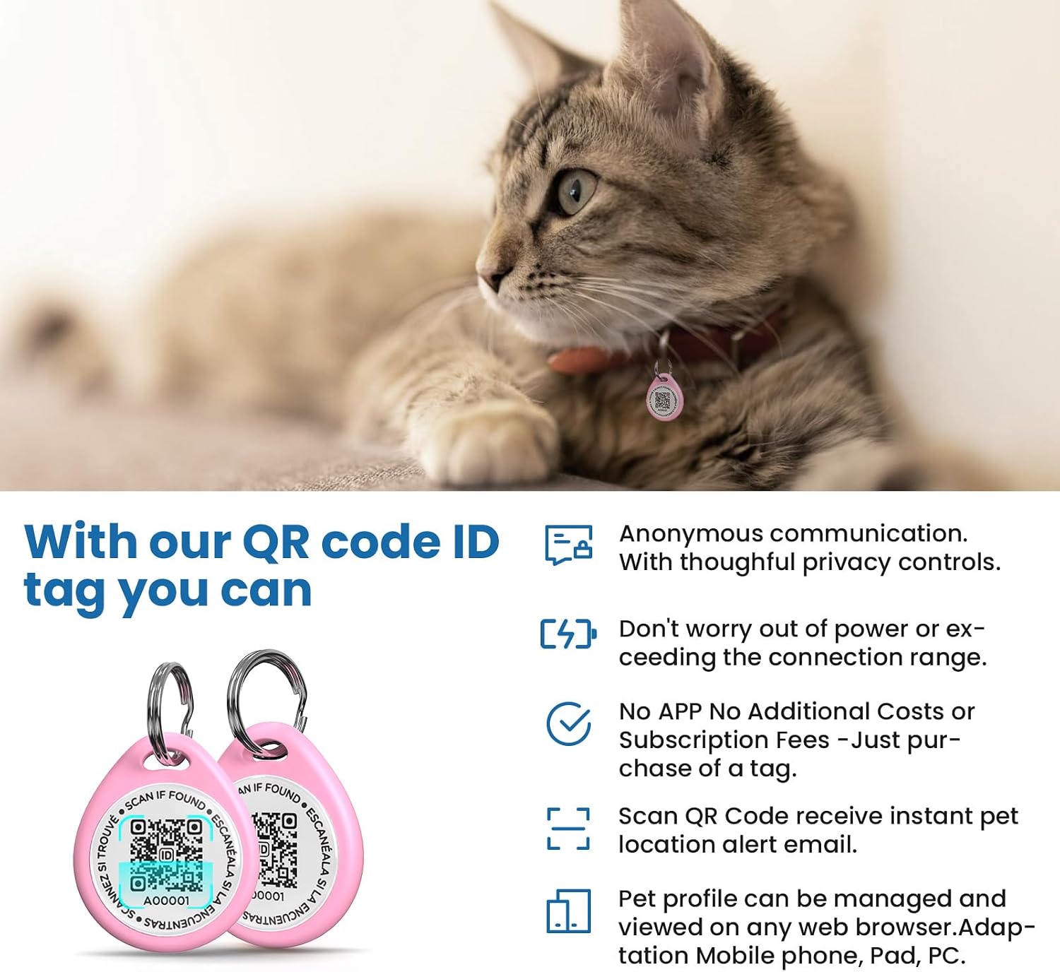 ILFINDYOU scratch resistant smart tracker tag highlighting the non-fading QR code print.
