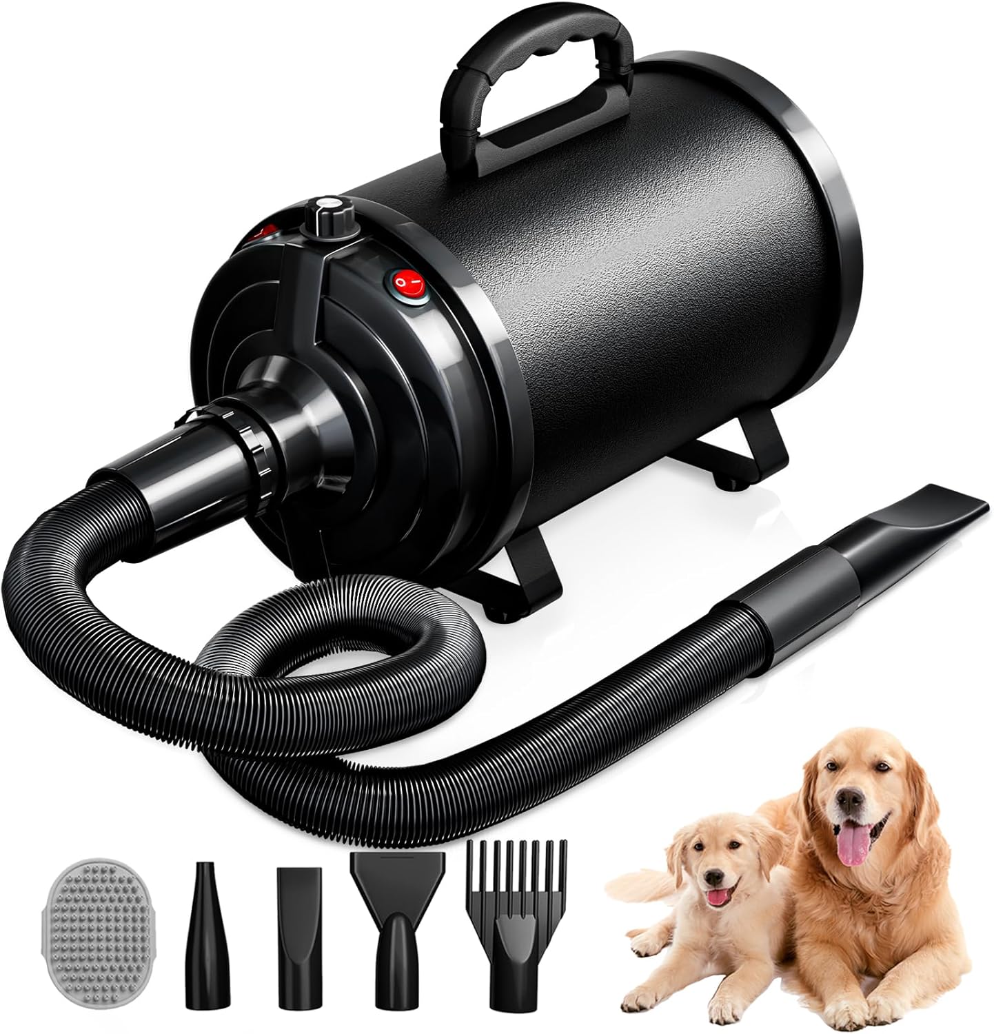 Blanlody high velocity dog hair dryer front view in black