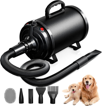 Blanlody high velocity dog hair dryer front view in black