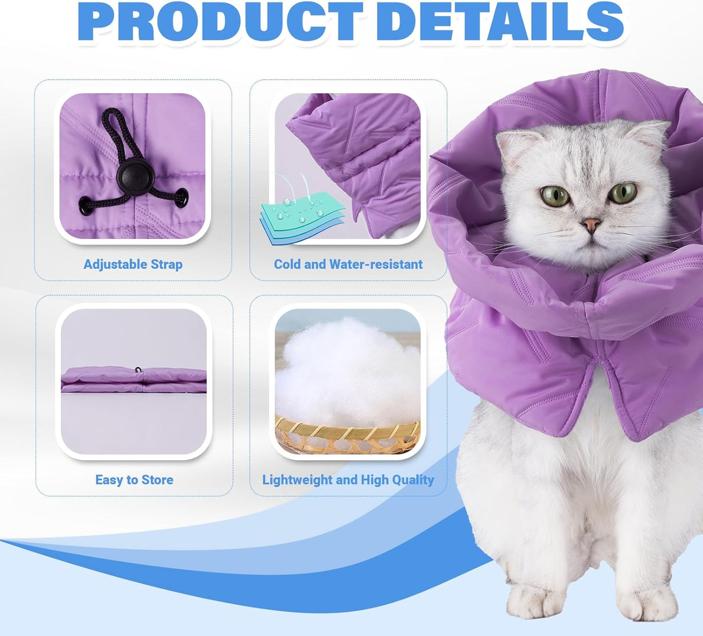 Comfortable pet recovery collar with sponge filling for kittens