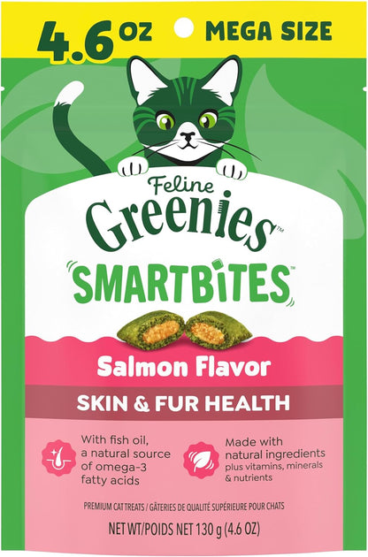 Greenies Cat Treats, Feline Smartbites, Skin & Fur Health, Crunchy and Soft Cat Treats, Salmon Flavor, 16 oz. Tub - Image 14