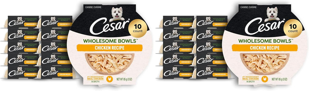 Cesar Wholesome Bowls Adult Wet Dog Food,Chicken,Carrots,Barley & Green Beans Recipe,Wet Food for Dogs,3 Oz. Bowls,10 Count (Pack of 2) - Image 12