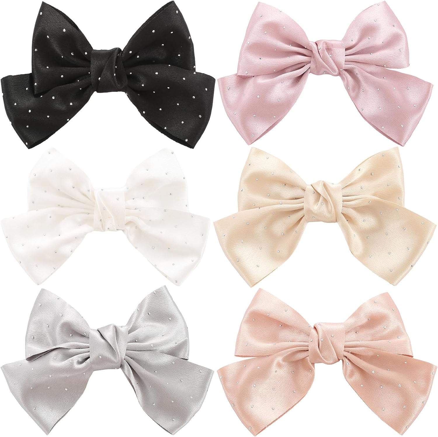 ONEYE large bow hair clips premium collection showcasing six different solid colors.