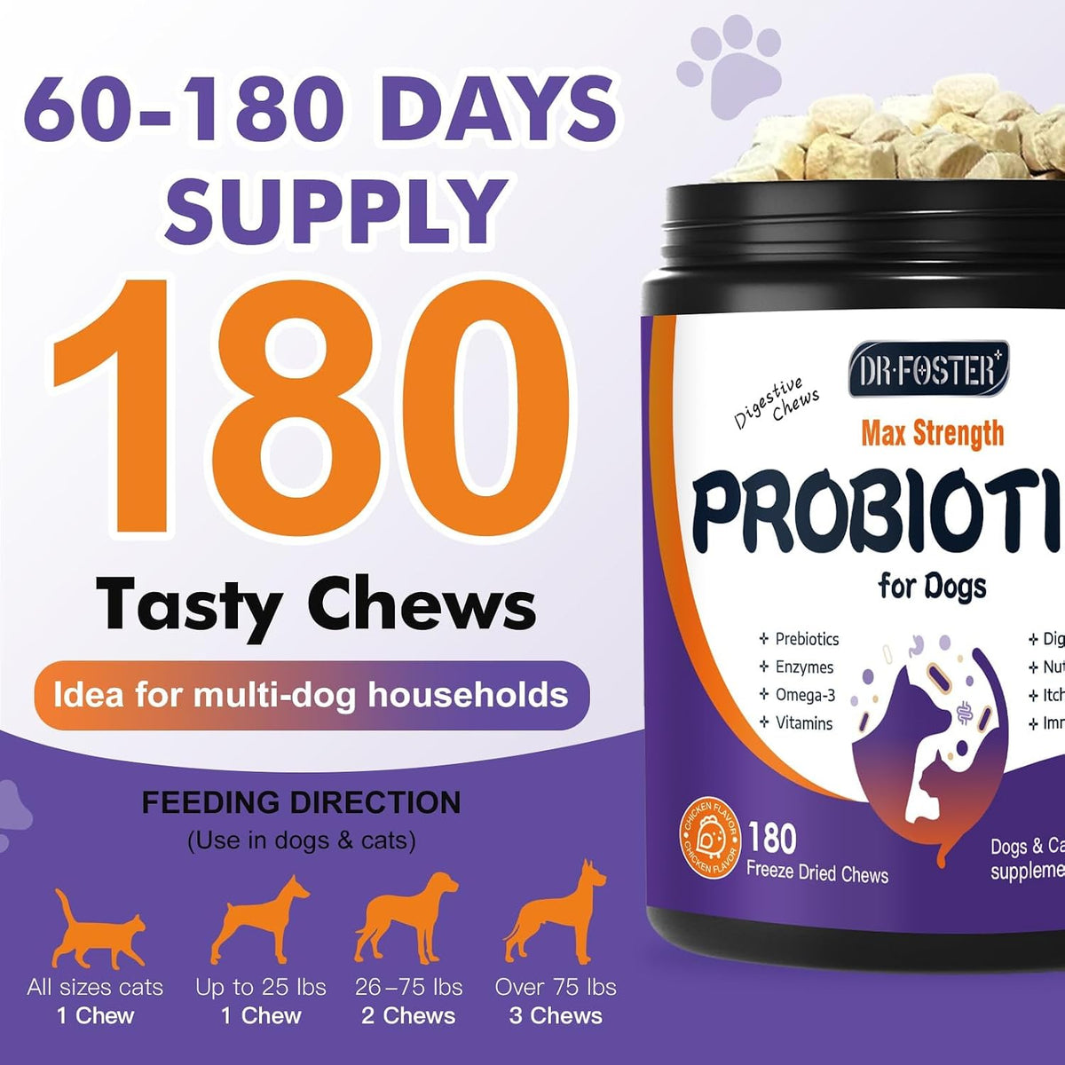 Dr. Foster pet nutrition supplement jar with premium packaging for immune support.