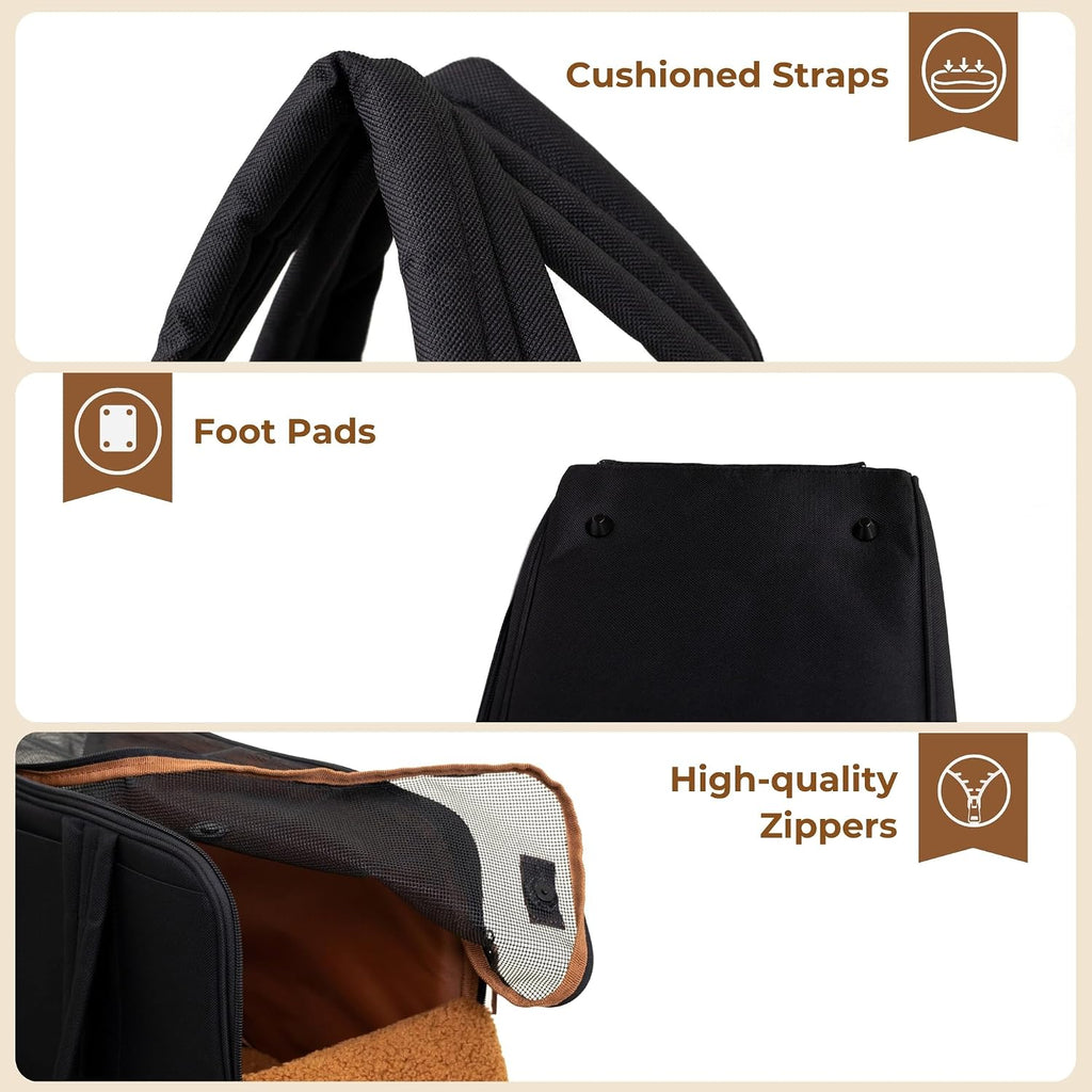 Wagfur pet carrier showing comfortable padded shoulder strap