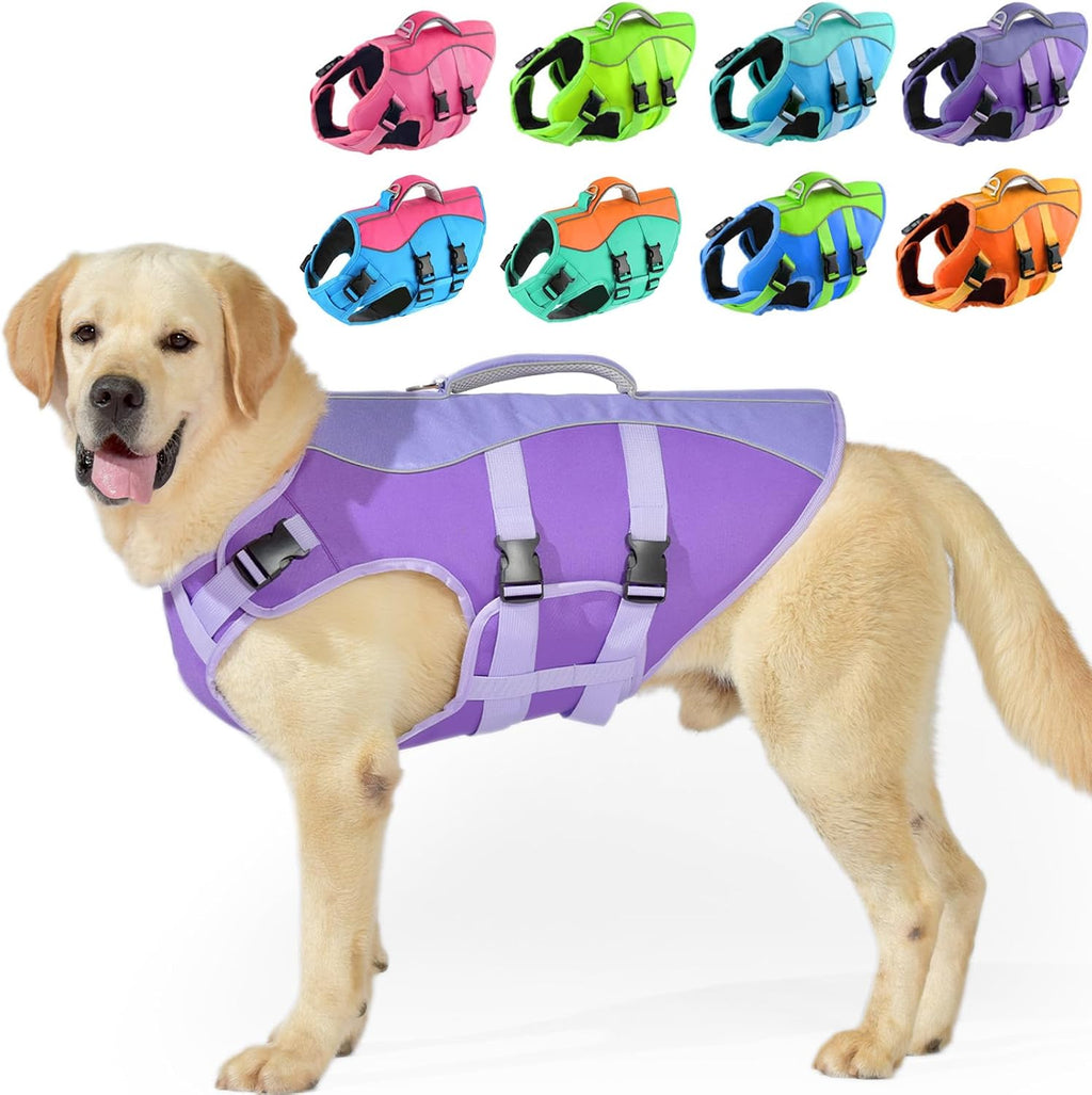 PETDSH Dog Life Jacket front view showing secure chest straps