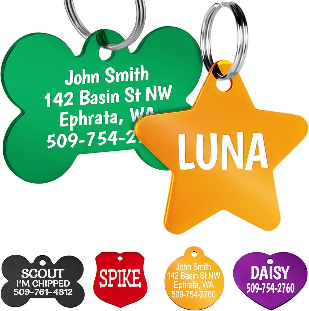 GoTags Dog Tags, Personalized Engraved Dog and Cat ID Tags for Pets, Custom Engraved on Both Sides, Various Shapes Including Bone, Round, Heart, Bow Tie, Star, and Badge (Large - Pack of 1) - Image 14