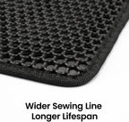 Compact 23.6 by 14.6 inches black cat mat outside a litter box